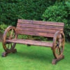 B&M Burntwood Wagon Wheel 2 Seater Bench -Addis Homedecor Store 379387 burntwood wagon wheel 2 seater bench