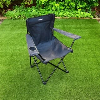 Folding Camping Chair With Cup Holder - Black 3 Folding Camping Chair With Cup Holder - Black