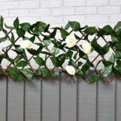 Expanding Artificial Rose & Leaf Trellis 180 X 30cm -Addis Homedecor Store 379970 expanding leaf trellis with roses 180x30cm 3
