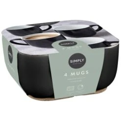 Simply Everyday Gloss Mugs 4pk - Black -Addis Homedecor Store 380121 4pk simply everyday mugs black 2