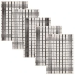 B&M Essentials Check Tea Towels - Black 5pk -Addis Homedecor Store 380235 5pk check tea towels black 2