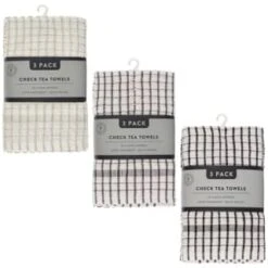 B&M Check Tea Towels - Sage 3pk -Addis Homedecor Store 380305 380307 380309 3pk check tea towels main 1