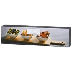 B&M Set Of 3 Serving Bowls With Bamboo Tray - Square -Addis Homedecor Store 380368 3pk serving boards with bamboo tray square 3