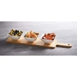 B&M Set Of 3 Serving Bowls With Bamboo Tray - Square -Addis Homedecor Store 380368 3pk serving boards with bamboo tray square1