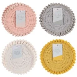 B&M Pom Pom Coasters - Grey 4pk -Addis Homedecor Store 380383 380384 380492 380495 4pk harmony pom pom coasters