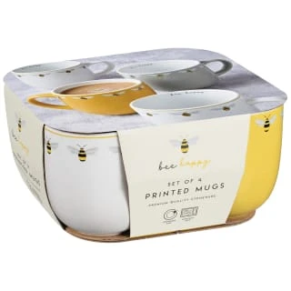 B&M Bee Happy Printed Mugs - 4pk 8 B&M Bee Happy Printed Mugs - 4pk - Image 6