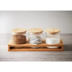 B&M Natural Home Glass Jars In Bamboo Stand 3pk 13 B&M Natural Home Glass Jars In Bamboo Stand 3pk -Addis Homedecor Store 380530 3pk natural home glass jars in bamboo stand
