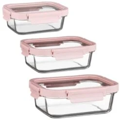 B&M Pink Glass Food Container - Small -Addis Homedecor Store 380659 380660 380661 glass food container pink large 1
