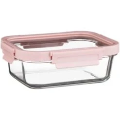 B&M Pink Glass Food Container - Large