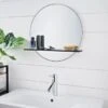 B&M Bathroom Mirror With Wooden Shelf -Addis Homedecor Store 381363 bathroom mirror with wooden shelf