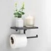 B&M Double Toilet Roll Holder & Shelf - Black 2 B&M Double Toilet Roll Holder & Shelf - Black -Addis Homedecor Store 381372 double roll holder and shelf black