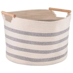B&M Rhodes Striped Basket - Cream