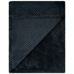 B&M Waffle Fleece Throw - Black 8 B&M Waffle Fleece Throw - Black -Addis Homedecor Store 383147 supersoft waffle fleece throw black 3