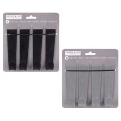 B&M Velvet Overdoor Hooks 4pk - Black -Addis Homedecor Store 383665 4 velvet non slip over door hooks main