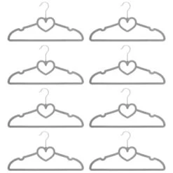 B&M Velvet Heart Shaped Hangers 8pk - Grey -Addis Homedecor Store 383671 8pk velvet shaped hangers hearts grey