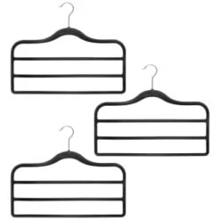 B&M Velvet Trouser Hangers 3pk - Black -Addis Homedecor Store 383688 3pk pure velvet trouser hangers black