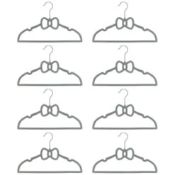 B&M Children's Non-Slip Hangers 8pk - Grey -Addis Homedecor Store 383693 8pk childrens hangers grey bow