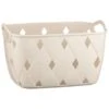 Diamond Embossed Cream Storage Basket - Medium -Addis Homedecor Store 384968 diamond embossed storage basket cream medium