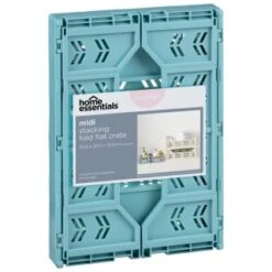 Midi Stacking Fold Flat Crate 30.6 X 20.5 X 12.6cm - Teal -Addis Homedecor Store 384975 home essentials midi stacking fold flat crate soft teal
