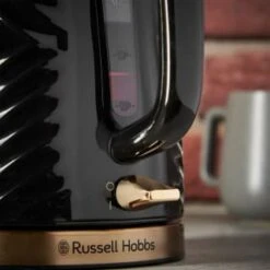 Russell Hobbs Groove Kettle 1.7L - Black & Gold -Addis Homedecor Store 386647 russell hobbs groove black and gold kettle 3