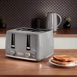 Goodmans Textured 4 Slice Toaster - Grey -Addis Homedecor Store 386707 goodmans textured 4 slice toaster grey