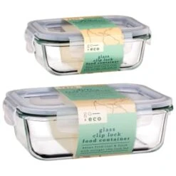 B&M Small Eco Glass Clip Lock Food Container -Addis Homedecor Store 388506 388507 glass clip lock food container group 2 1