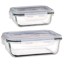 B&M Large Eco Glass Clip Lock Food Container -Addis Homedecor Store 388506 388507 glass clip lock food container group
