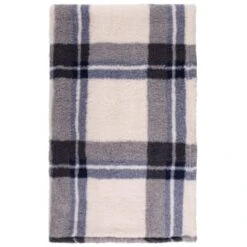 Simply Everyday Check Sherpa Throw - Navy -Addis Homedecor Store 388694 navy check sherpa throw 2