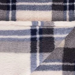 Simply Everyday Check Sherpa Throw - Navy -Addis Homedecor Store 388694 navy check sherpa throw 4