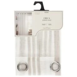 Orla Natural Stripe Voile 55 X 90" - White