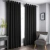 B&M Oxford Black Black Out Curtains With Eyelets 46 X 54" -Addis Homedecor Store 388922 388923 388924 388925 388927 oxford black black out curtain with eyelets 4