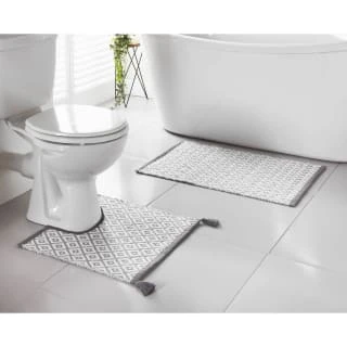 B&M Diamond Woven Pedestal Mat - Grey 3 B&M Diamond Woven Pedestal Mat - Grey