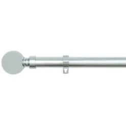 B&M Shiny Nickle Silver Orb Curtain Pole 70 - 120cm -Addis Homedecor Store 390211 390213 shiny nickle silver orb round curtain pole