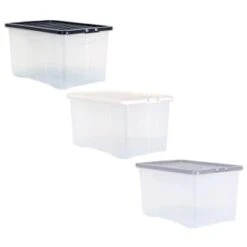 B&M Large Clear Storage Box With Lid 60L - Black -Addis Homedecor Store 391386 clear 60 litre box with lid group