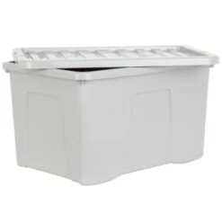 B&M Storage Box With Lid 60L - Grey -Addis Homedecor Store 391387 grey 60l storage box 3