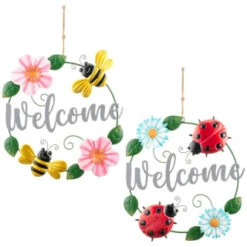 B&M Welcome Metal Wreath - Bee -Addis Homedecor Store 392755 welcome wreath group