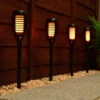 Morocco Solar Powered Flame Effect Post Lights 4pk -Addis Homedecor Store 392878 4 pack morocco solar powered flame effect post lights 2