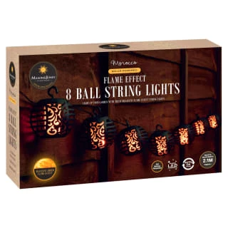 Morocco Solar Powered String Lights 8pk - Flame Effect 4 Morocco Solar Powered String Lights 8pk - Flame Effect - Image 2