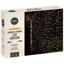 Solar Powered LED Curtain 180cm - 266 Cool White Lights -Addis Homedecor Store 392891 180cmx180cm solar powered led curtain 266 cool white leds