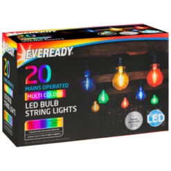 Eveready Mains Powered LED Bulb String Lights 20pk - Multicolour -Addis Homedecor Store 392913 eveready 20 mains operated multi colour bulb string lights 1