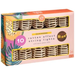 B&M 10 Solar Rattan Effect String Lights -Addis Homedecor Store 392921 10 solar rattan effect string lights 3