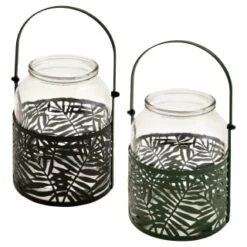 B&M Urban Eden Glass & Metal Jar - Black -Addis Homedecor Store 393039 urban edan metal and glass jar group