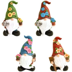B&M Gonk Gnome Ornament With Solar Flower Hat - Blue -Addis Homedecor Store 393077 gonk gnome ornament with solar flower hat group