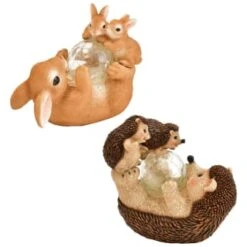 B&M Resin Rabbit Family With Solar Light -Addis Homedecor Store 393078 resin family with solar light hedgehog