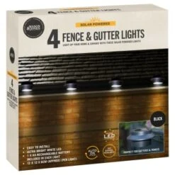 Solar Powered Fence & Gutter Lights - Black 4pk -Addis Homedecor Store 393085 4pk solar powered fence and gutter lights black 3