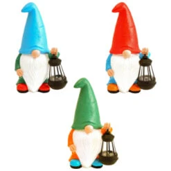 B&M Garden Gonk Ornament With Solar Lantern - Red -Addis Homedecor Store 393259 garden gonk ornament with solar lantern group