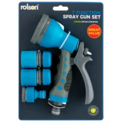 B&M Rolson 7 Function Spray Gun Set -Addis Homedecor Store 393301 rolson 7 dial spray gun and fittings