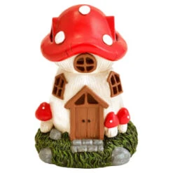 B&M Assorted Mushroom House Ornament With Glowing Solar Light -Addis Homedecor Store 393429 mushroom house ornament with glowing solar light 3