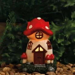 B&M Assorted Mushroom House Ornament With Glowing Solar Light -Addis Homedecor Store 393429 mushroom house ornament with glowing solar light 5
