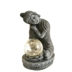 B&M Assorted Sitting Solar Buddha Garden Ornament -Addis Homedecor Store 393441 sitting buddha garden ornament with solar crackle ball 4